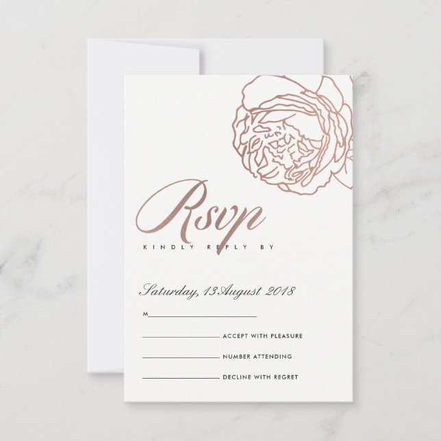 LUXE ELEGANTE RUBOR PINK ROSE GOLD FLORAL RSVP (Anverso)