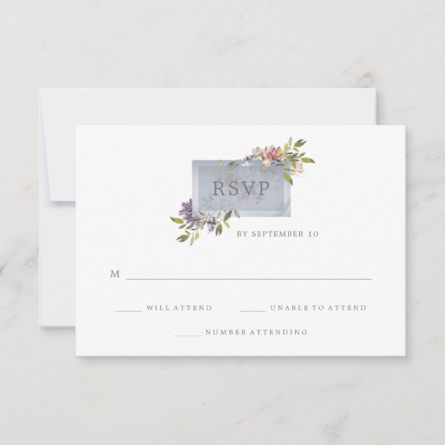 Luxe Floral | Verde Musgo Tarjeta de RSVP de Boda  (Anverso)