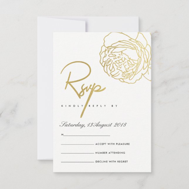 LUXE GOLD NAVY BLANCO ELEGANTE ROSA FLORAL RSVP (Anverso)