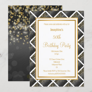 LUXE GRÁFICA DE ORO NEGRO 2 INVITACIÓN DE CUMPLEAÑ