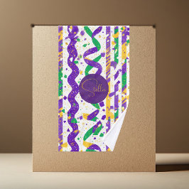 Luxe Mardi Gras Purple Gold Green Stripes Confetti
