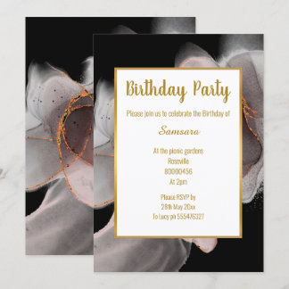 LUXE RUBOR BLACK SMOKEY ROSA INVITACIÓN DE CUMPLEA