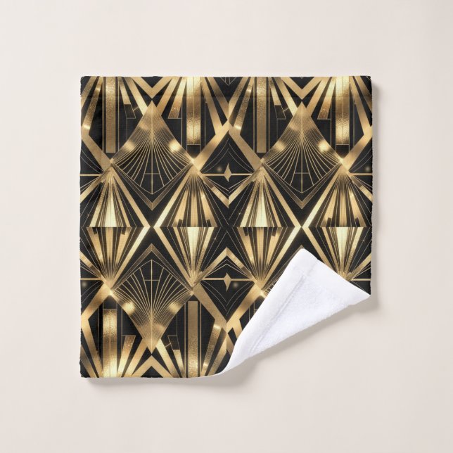 Luxurious Art Deco Geometric Gold and Black (Toallita)