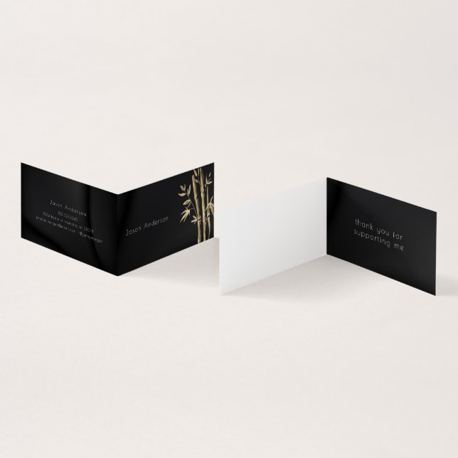 Luxurious Gold Bamboo QR Code tarjeta de visita (Interior y exterior)