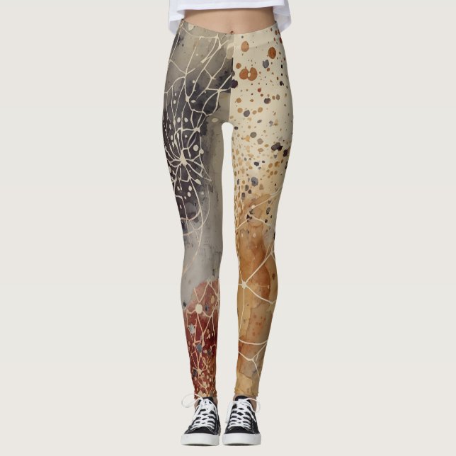 Luxury,Abstract Gold Black Brown Beige Leggings (Anverso)