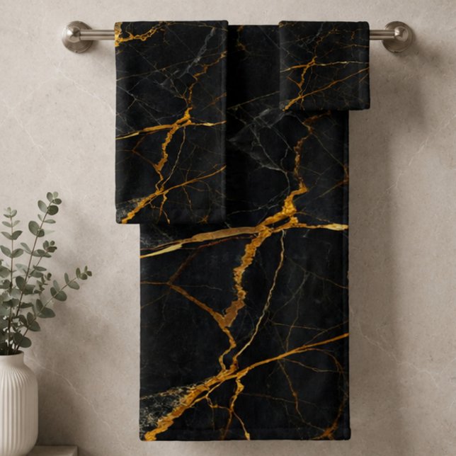 Luxury Black Marble Gold Monogram Business Brand (Subido por el creador)