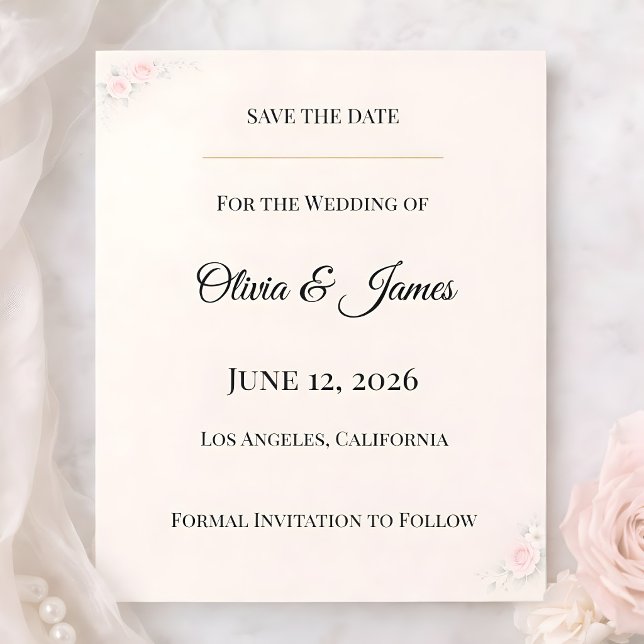 Luxury Blush Floral Save The Date (Subido por el creador)
