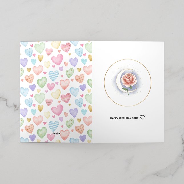 Luxury Celestial Rose Foil Greeting Card - Persona (Distribución Exterior )