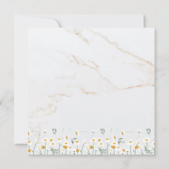 Luxury Daisy Gold Frame Marble Blank Card (Anverso)