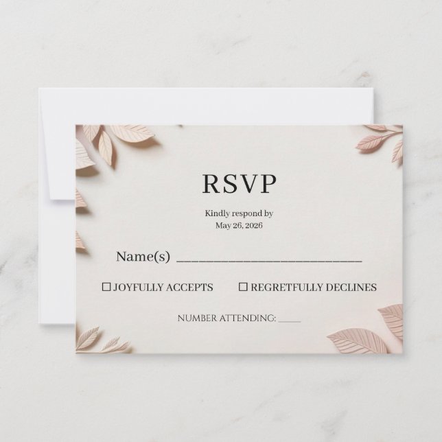 Luxury Elegant Floral Wedding RSVP Reply Card  (Anverso)
