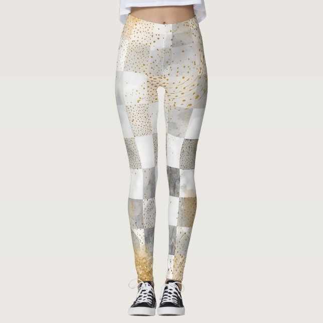 Luxury,Gold Pixels and Chessboard Leggings (Anverso)