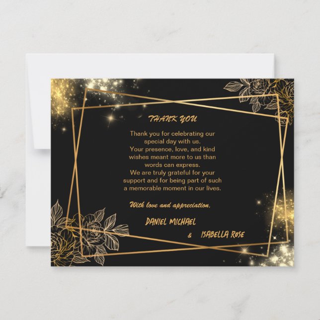Luxury Gold THANK YOU Wedding Card (Anverso)
