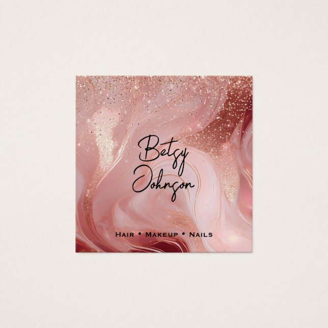 Luxury Rose Gold Glitter Salon Business Card (Anverso)
