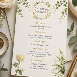 Luxury Secret Garden Wedding Details Card