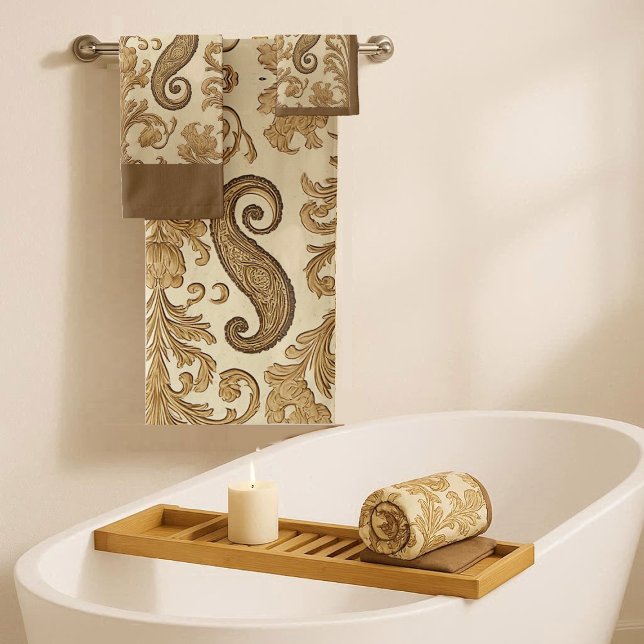 Luxury Vintage Gold Ornate Paisley Persia Heritage (Luxury Vintage Gold Ornate Paisley Persia Heritage Bath Towel Set)