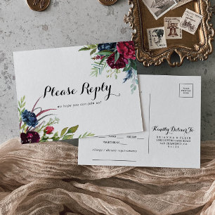 Luxury Whimsical Boho Floral Menu Choice RSVP