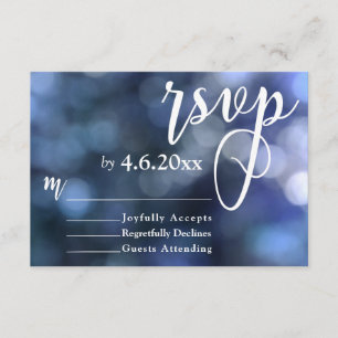 Luz de Bokeh azul y tipografía 32 Wedding RSVP