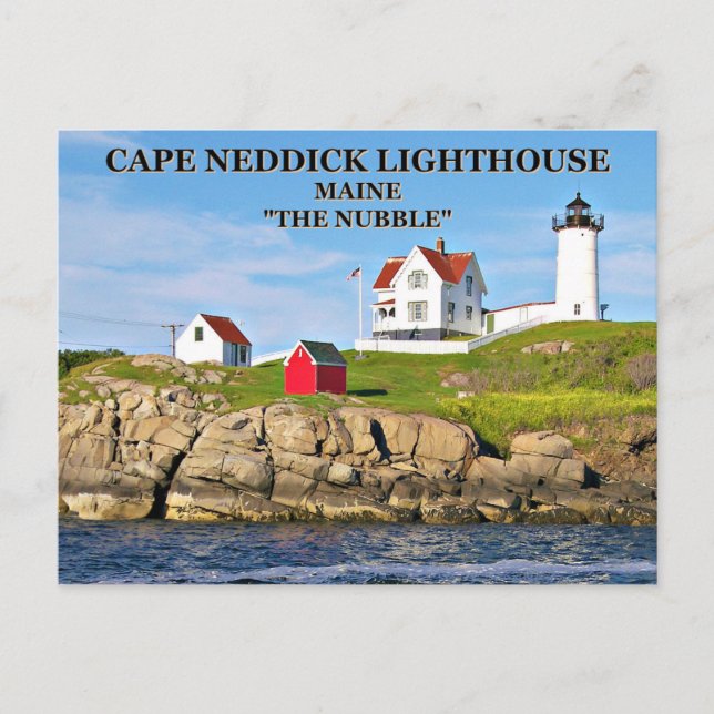 Luz de Cabo Neddick "el Nubble", postal de Maine (Anverso)