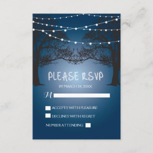 Luz de cadena y árbol moderna tarjeta boda RSVP