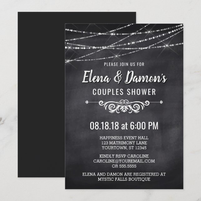 Luz de cuerda de verano Invitación de ducha de las (Anverso / Reverso)