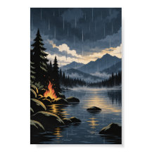 Luz de Fuego y Lluvia | Póster Moderno de la Natur