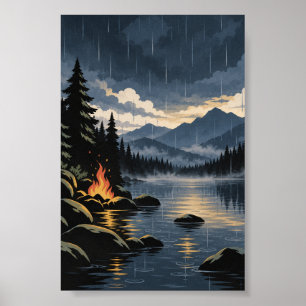 Luz de Fuego y Lluvia Póster Moderno de la Natur
