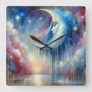 Luz de luna de fusión- Reloj de pared del cielo de