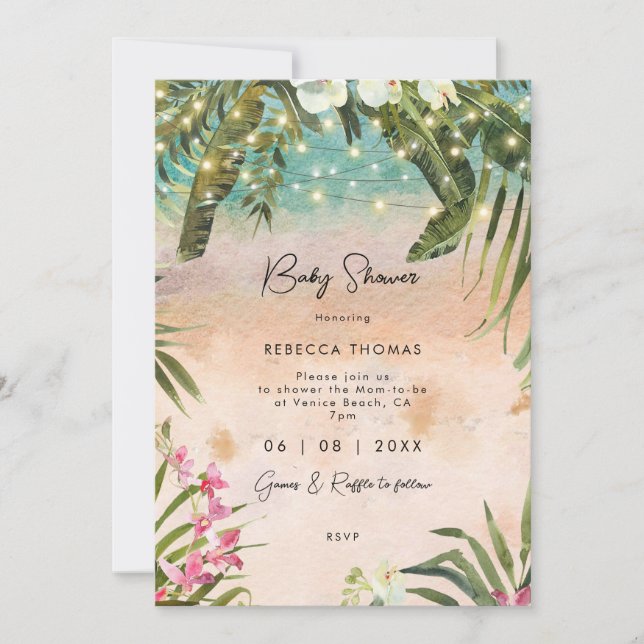 luz de orquídeas tropicales invitación a la ducha  (Anverso)