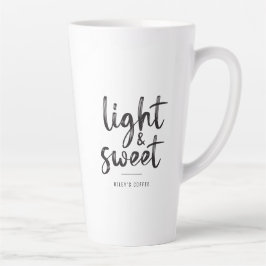 Luz de texto negro y dulce cita café taza