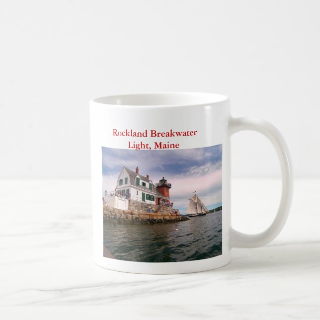 Luz del rompeolas de Rockland, taza de café de (Derecha)