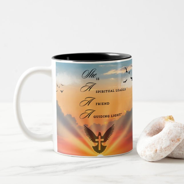 "Luz guía de la puesta de sol", taza Inspiradora (Con donut)