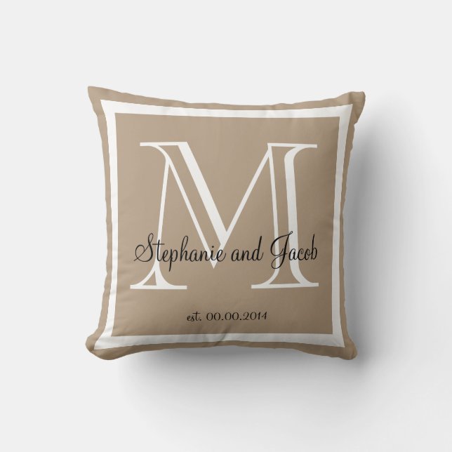 Luz Marrón Tan Boda almohada kesake (Anverso)