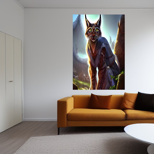 Lynx en el pueblo viking | Poster de arte de IA (Subido por el creador)