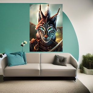Lynx en ropa vigilia   Poster de arte de IA
