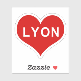 LYON Red Love Heart Vinyl Pegatina