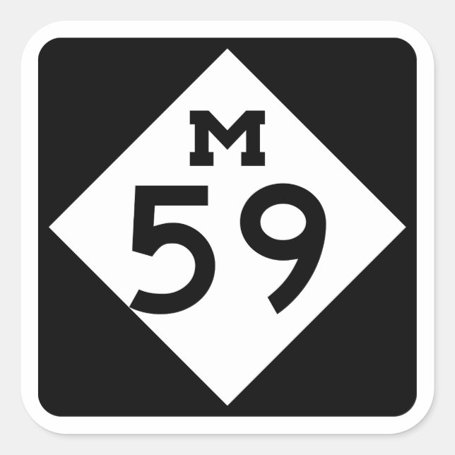 M-59 Highland/Hall Rd Mich Hwy Rótulo Pegatina cua (Anverso)