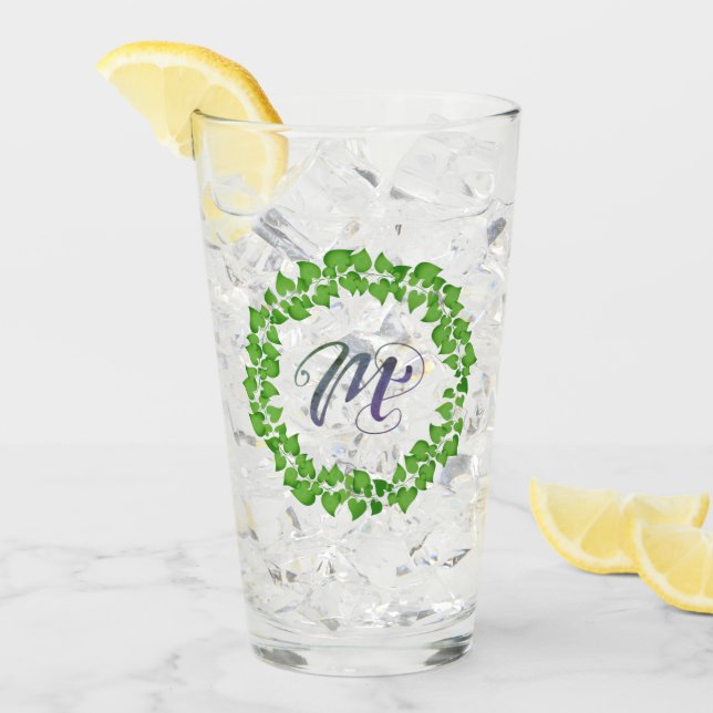 M Bonito inicial del follaje verde Boho Wreath Cua (Anverso (hielo))