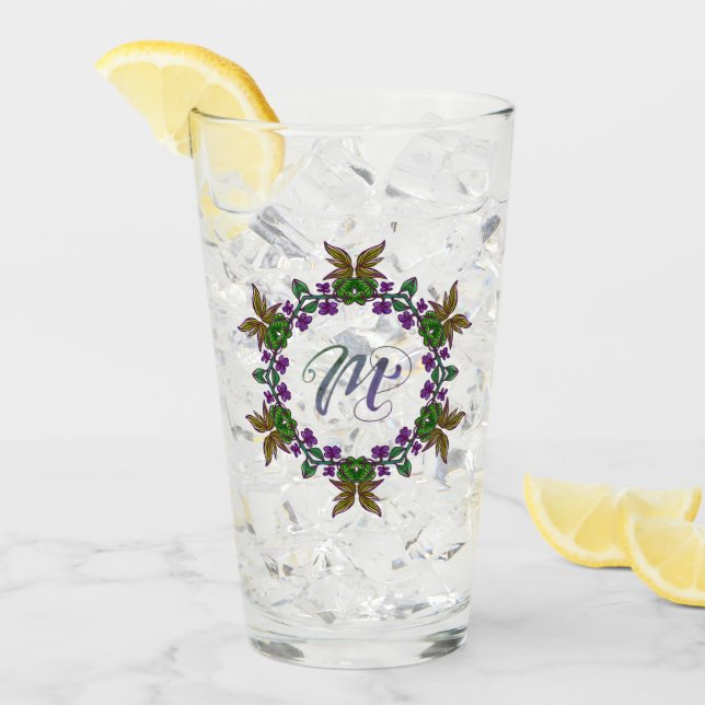 M Bonito inicial única y extravagante de las flore (Anverso (hielo))