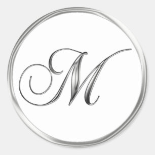 M Carta Monograma Sobre Sello De Boda Blanco