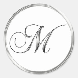 M Carta Monograma Sobre Sello De Boda Blanco