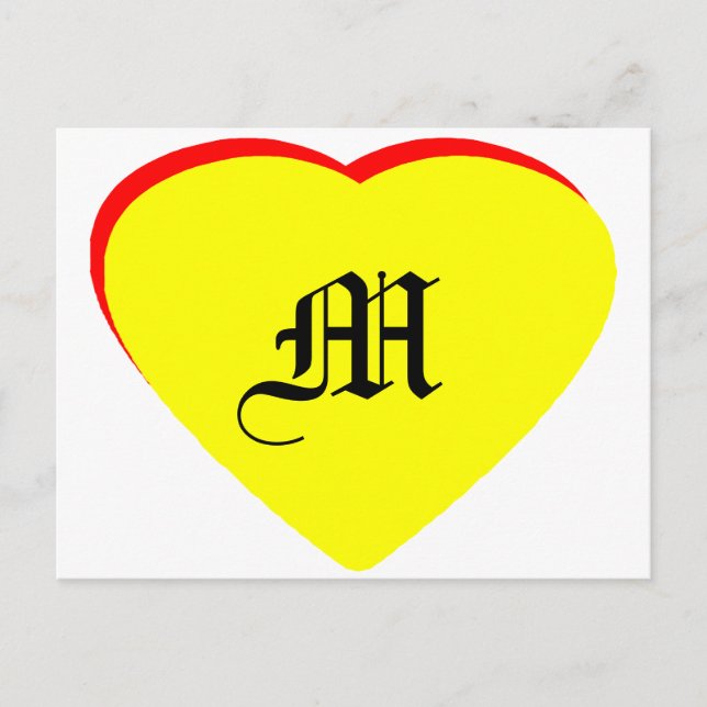 "M" Corazón Amarilla Boda Roja Invitación al MUSEO (Anverso)