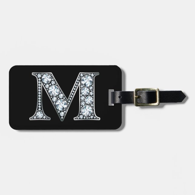 M "Diamond Bling" Etiqueta para Equipaje (Frente Horizontal)