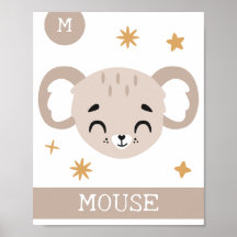 M es para ratón, guardería, dormitorio, arte de pa