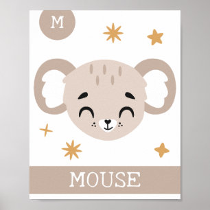 M es para ratón, guardería, dormitorio, arte de pa