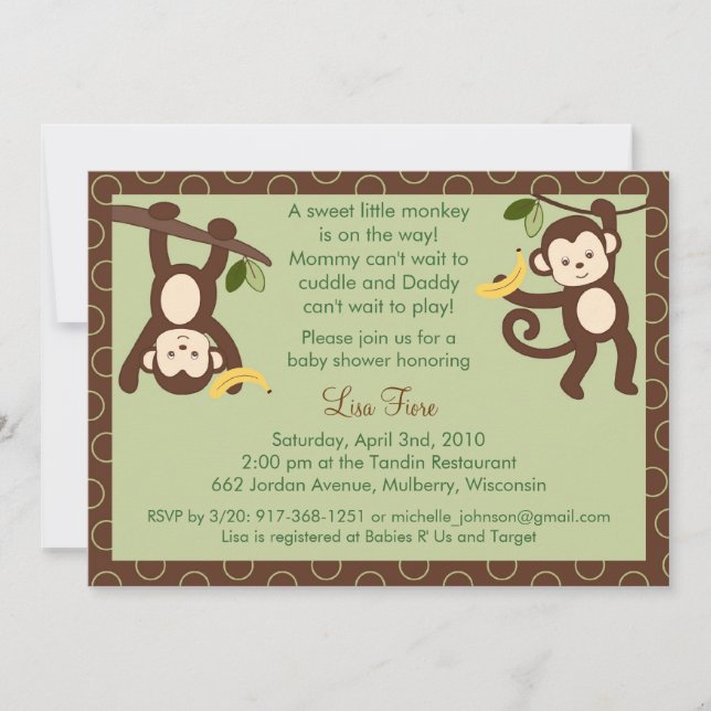 M está para las invitaciones de Baby Shower de la (Anverso)