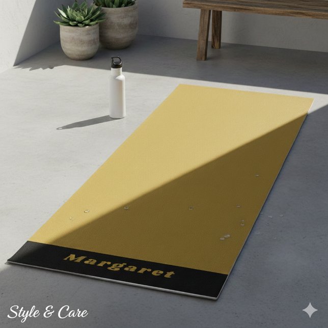 M Gold Yoga Modern Mat with Your Name in Style (Metallic Gold Yoga Modern Mat with Your Name in Style)