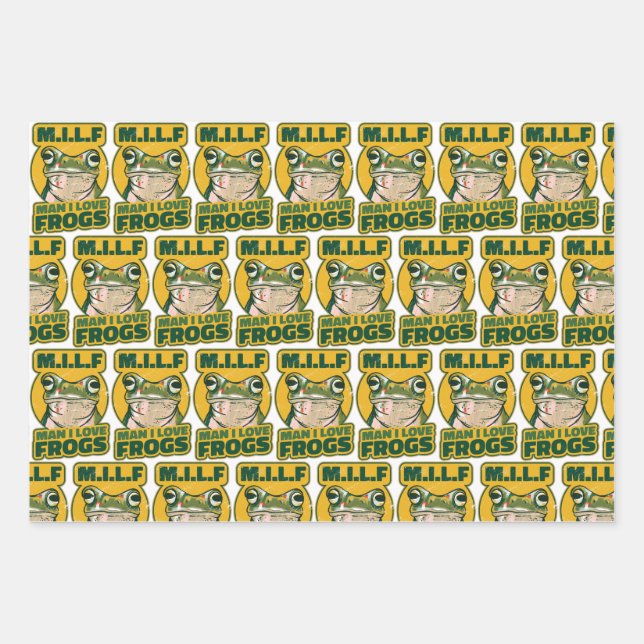 M.I.L.F Hombre Me Encanta Las Ranas Envolver Papel (Anverso)