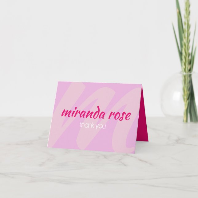 M INICIALES Bat Mitzvah Tarjeta de agradecimiento (Anverso)