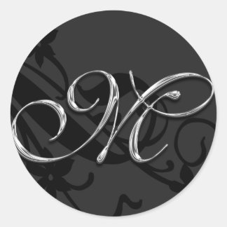 M Letra monograma adhesivo de sobre de boda