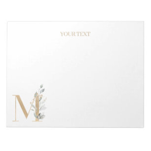 M Monograma Bloc de notas personalizado floral